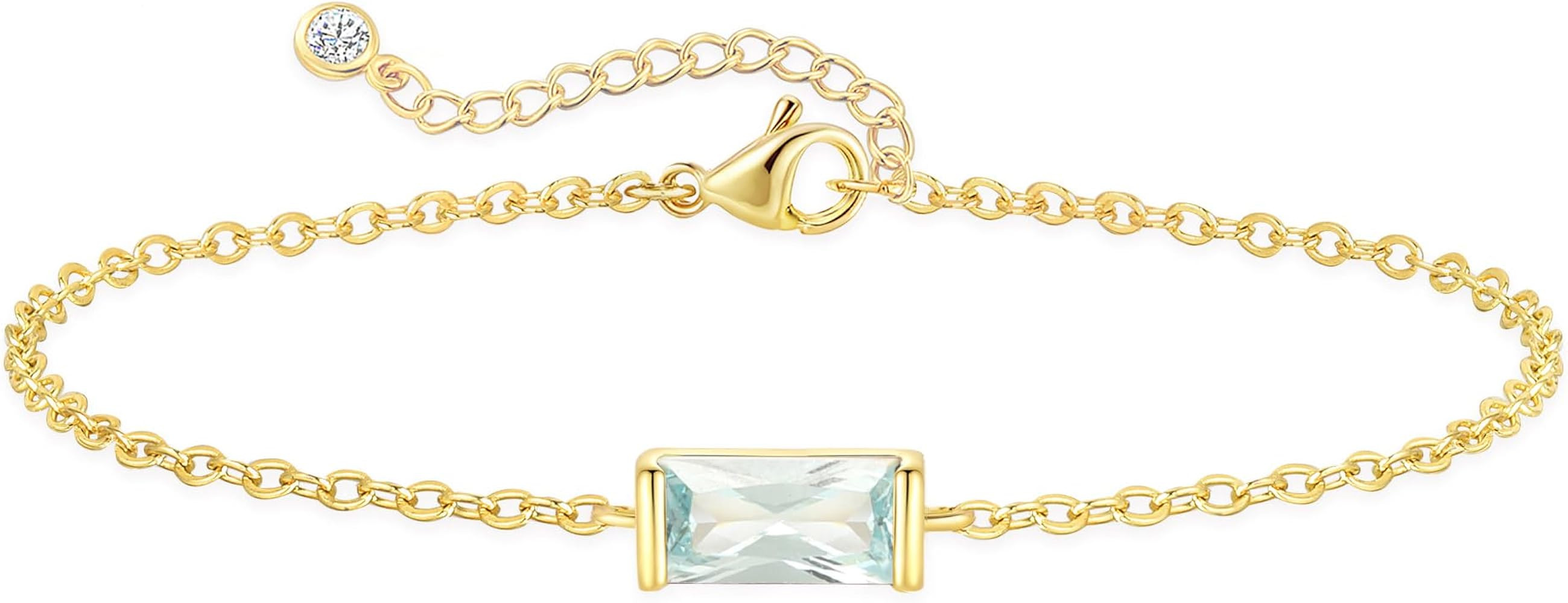 FUNEIA Birthstone Gold Bracelets for Women Non Tarnish Trendy Dainty 14K Gold Plated Bracelet Sta... | Amazon (US)