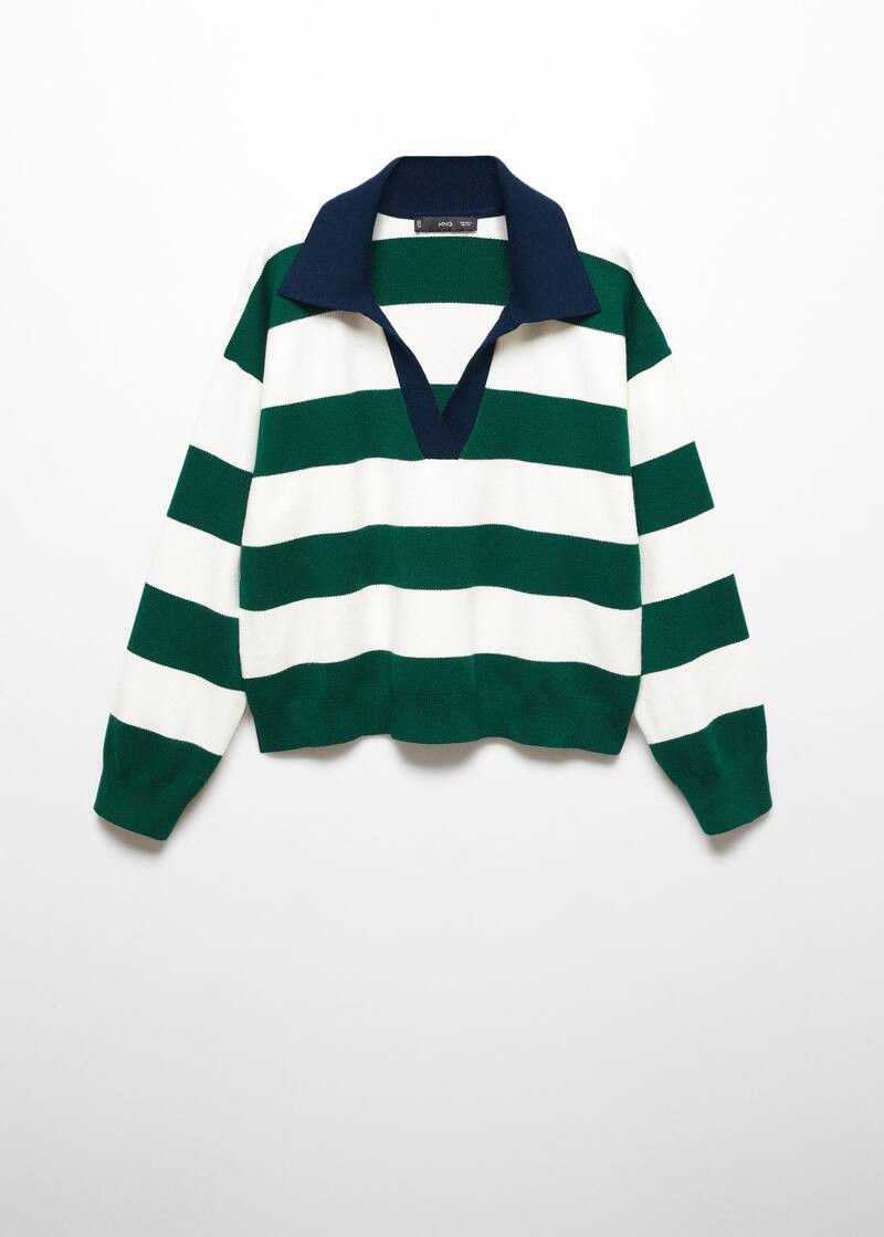Striped polo-neck sweater -  Women | Mango USA | MANGO (US)