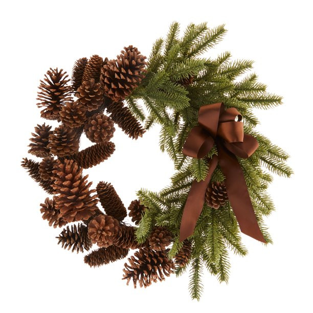 Natural Pinecones & Artificial Green Pine Decorative Wreath, 20 in x 20 in, by Holiday Time | Walmart (US)