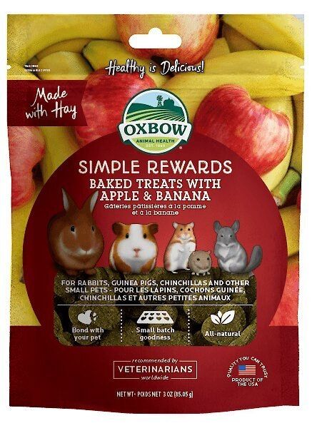 Oxbow Simple Rewards Oven Baked with Apple & Banana Small Animal Treats, 3-oz bag | Chewy.com