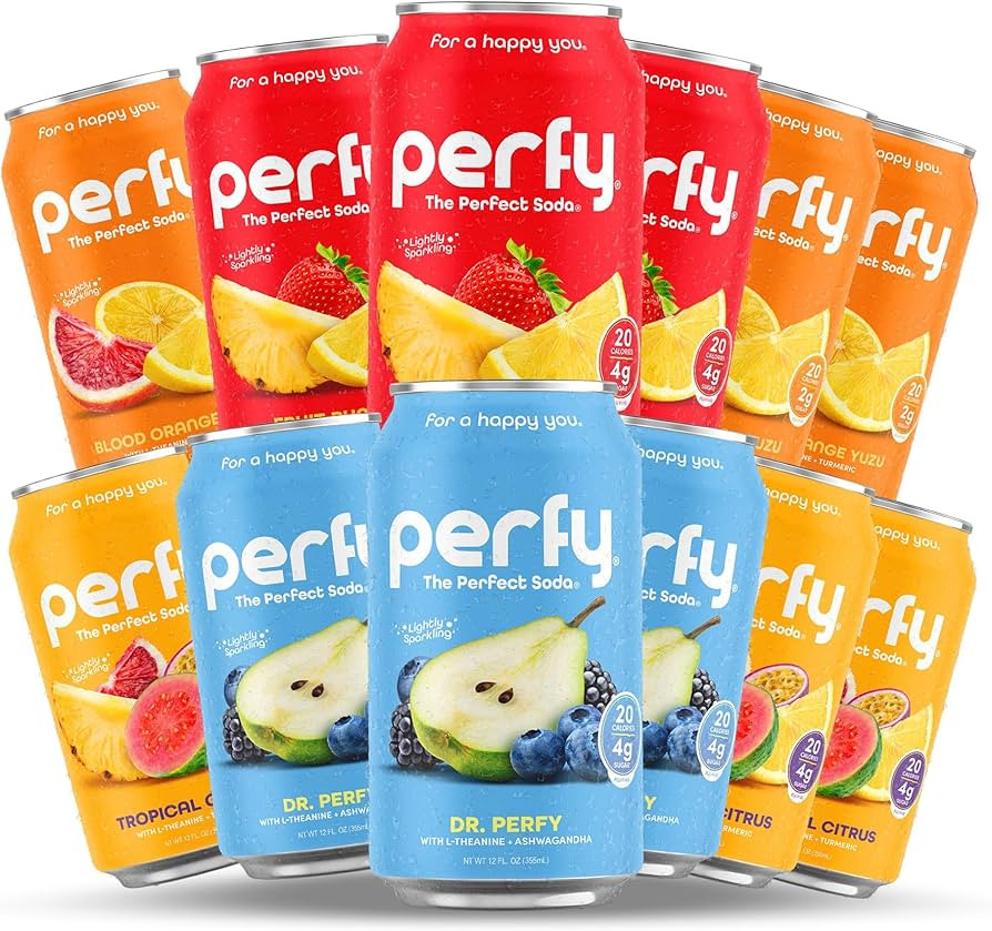 PERFY Caffeine Free Healthy Soda Variety Pack | Made With Real Fruit Juice – Low Sugar Nootropi... | Amazon (US)