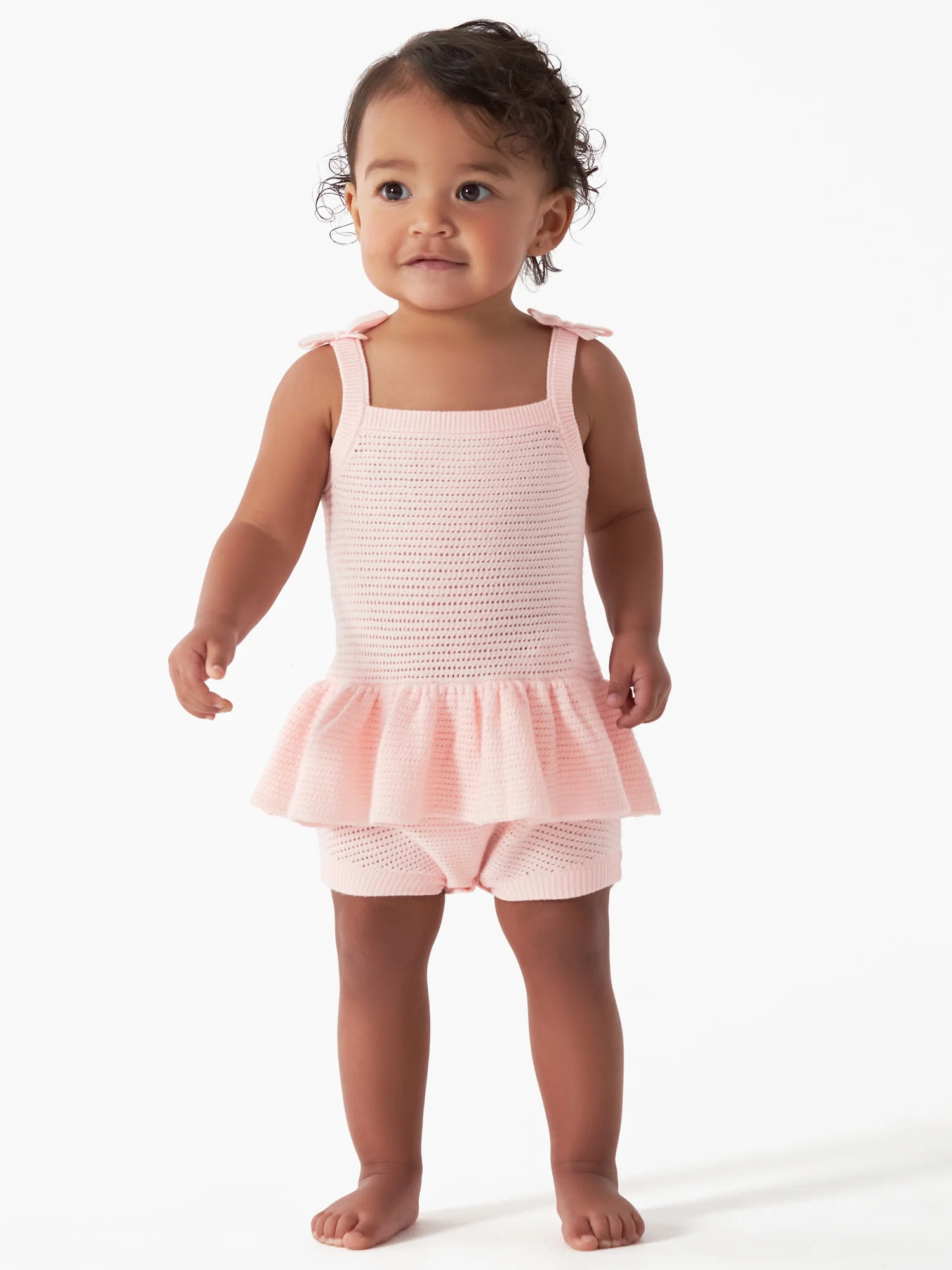 Modern Moments by Gerber Baby Girl Embroidered Pointelle Romper, Sizes 0/3M-24M | Walmart (US)