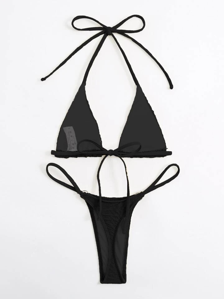 Swim SXY Summer Beach Halter Micro Triangle Thong Bikini Set | SHEIN