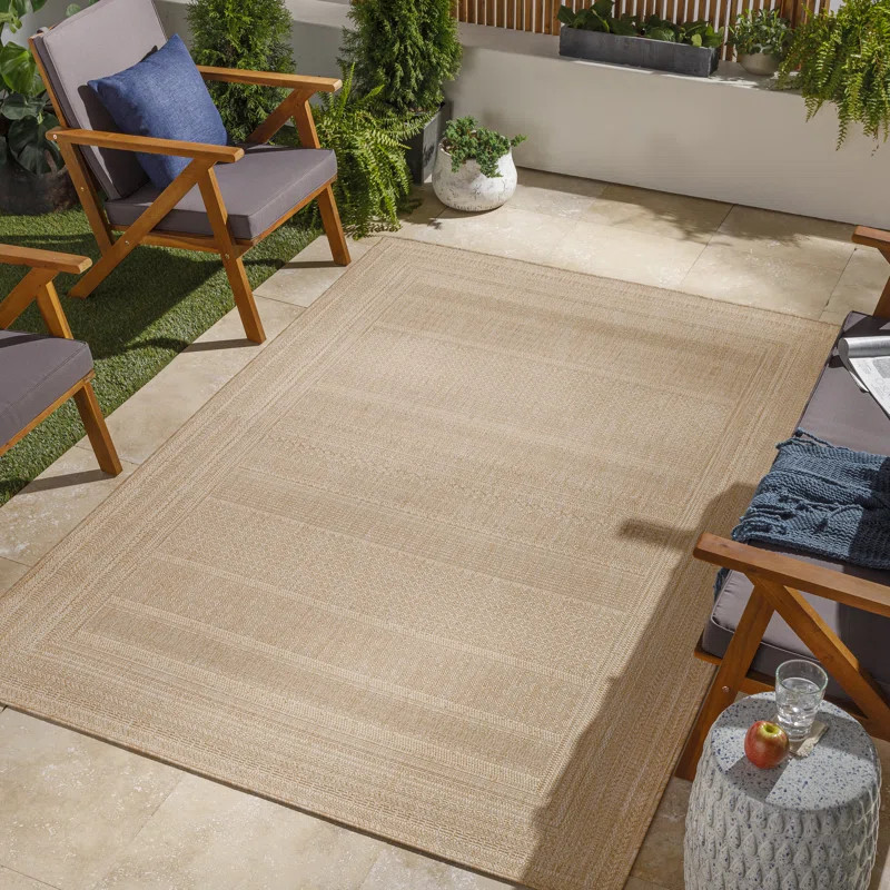 Camar Oriental Indoor/Outdoor Area Rug in Khaki | Wayfair North America