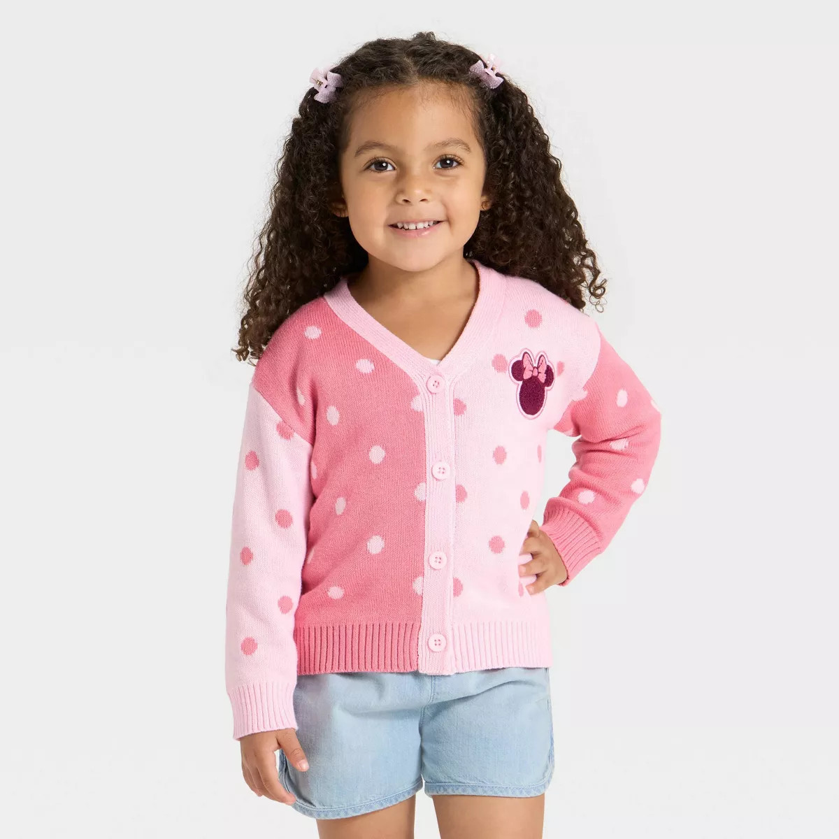 Toddler Girls' Disney Minnie Mouse Cardigan Sweater - Pink | Target