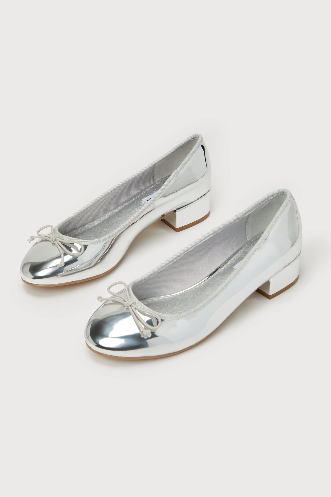 Cherish Silver Patent Bow Low Heel Pumps | Lulus (US)