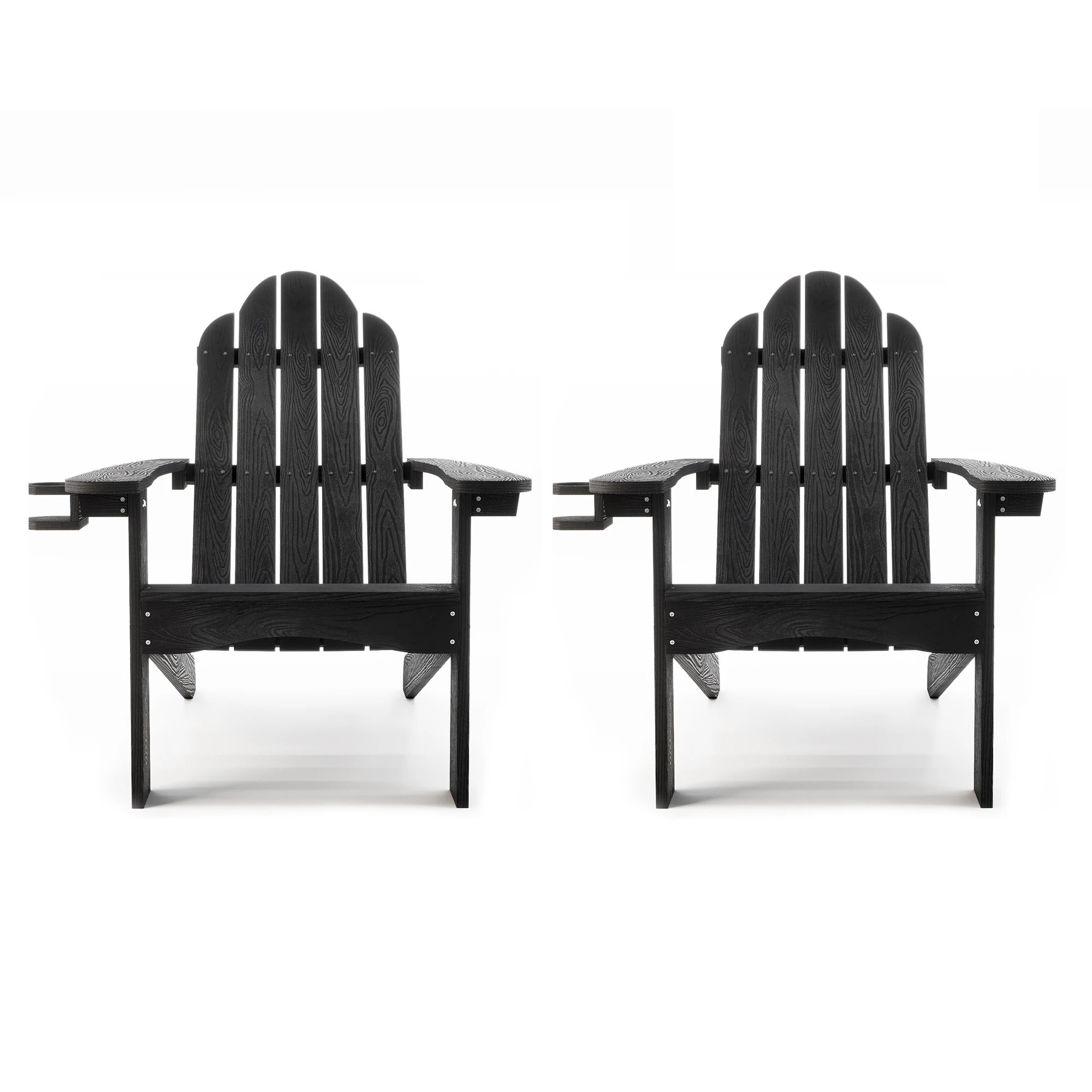 LUE BONA The Adirondack Set of 2 Black Plastic Frame Stationary Adirondack Chair with Black Slat Seat one_size | 2LB21CH0018-100LS | Lowe's
