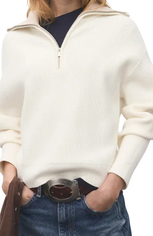 MANGO Half Zip Sweater in Light/Pastel Grey at Nordstrom, Size X-Small | Nordstrom