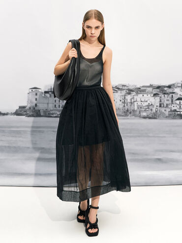 Noir Toni Knotted Curved Hobo Bag | CHARLES & KEITH | Charles & Keith US