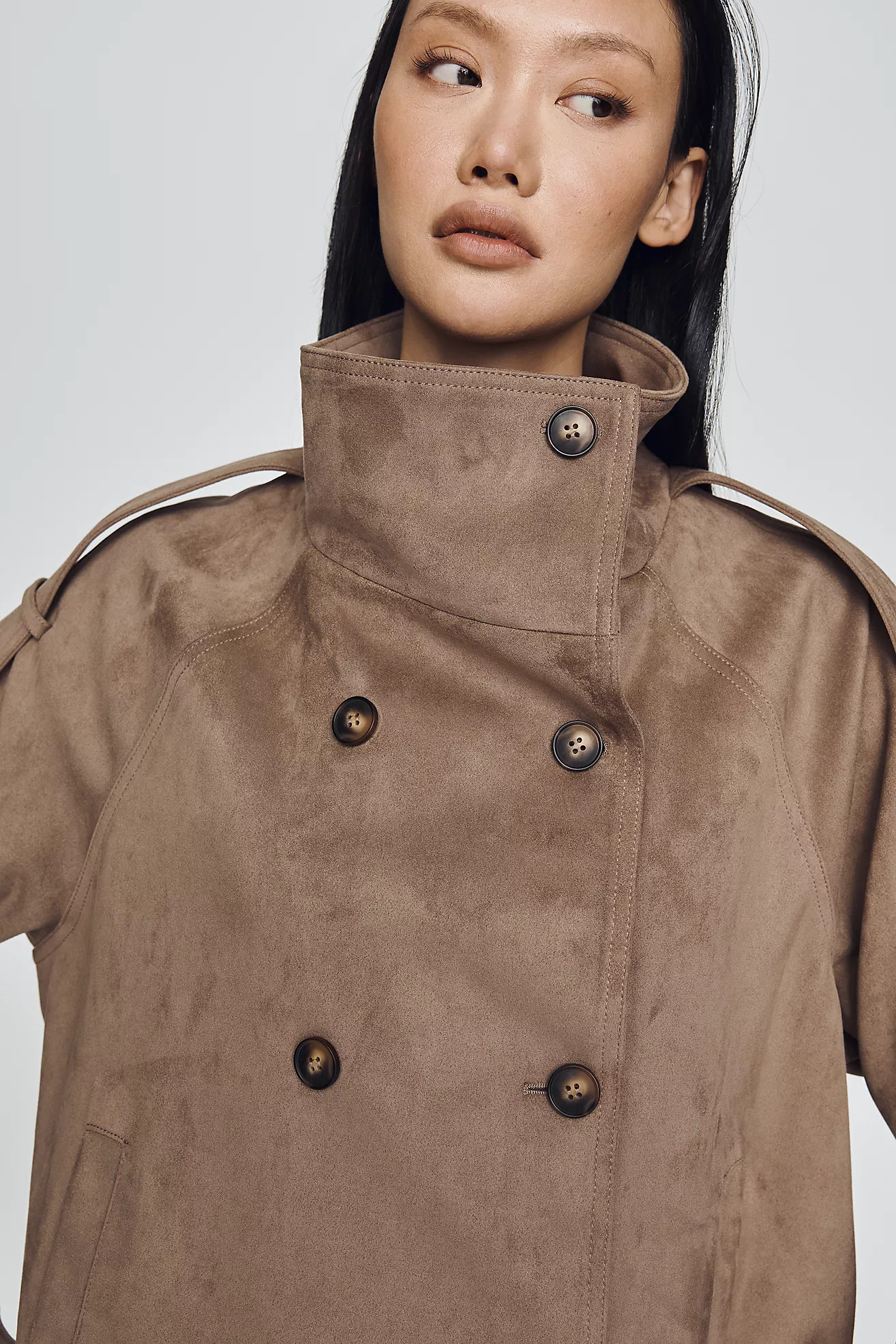 Maeve Funnel-Neck Short Trench Coat | Anthropologie (US)
