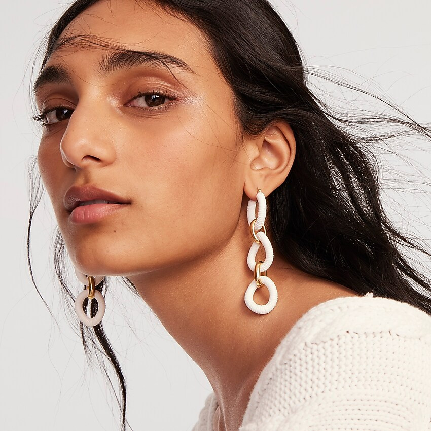 Cotton raffia-wrapped chain earrings | J. Crew US