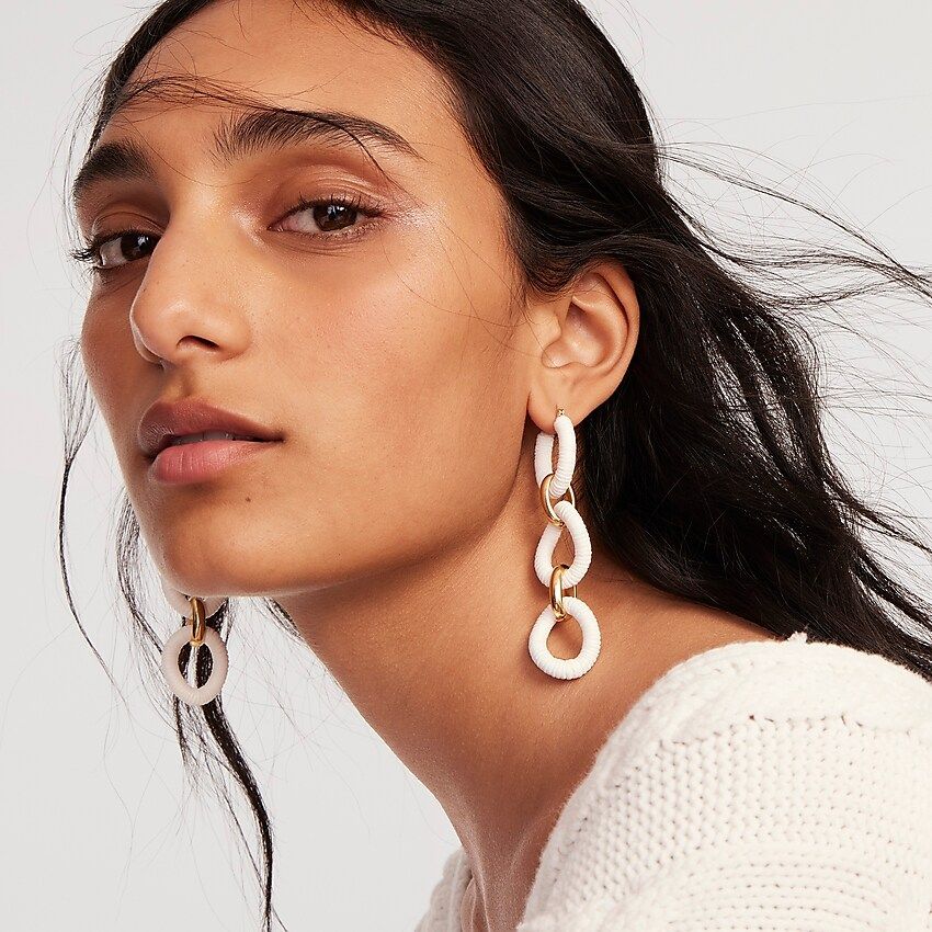 Cotton raffia-wrapped chain earrings | J.Crew US