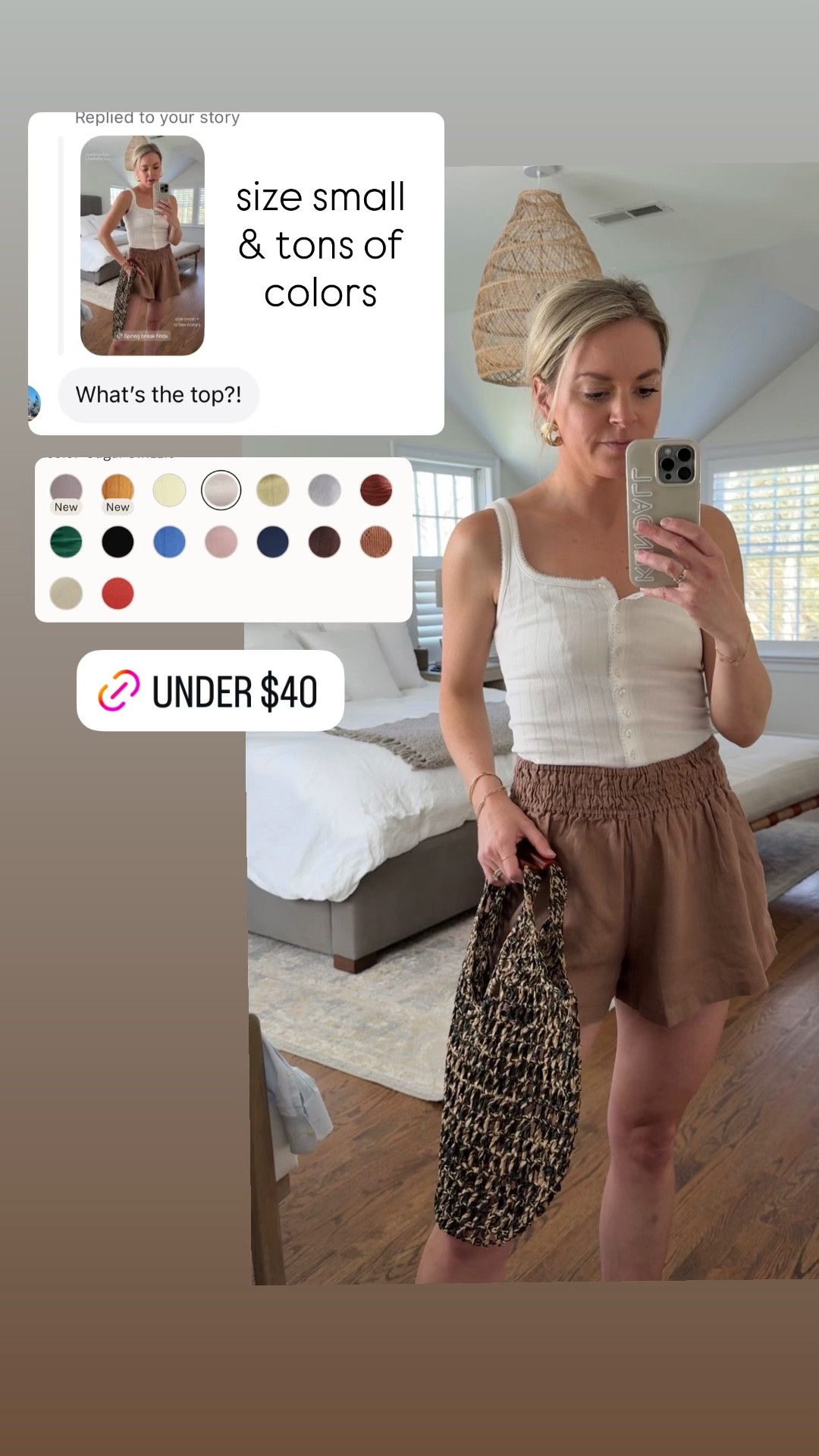 Tank under $40 & tons of colors // small top & shorts 