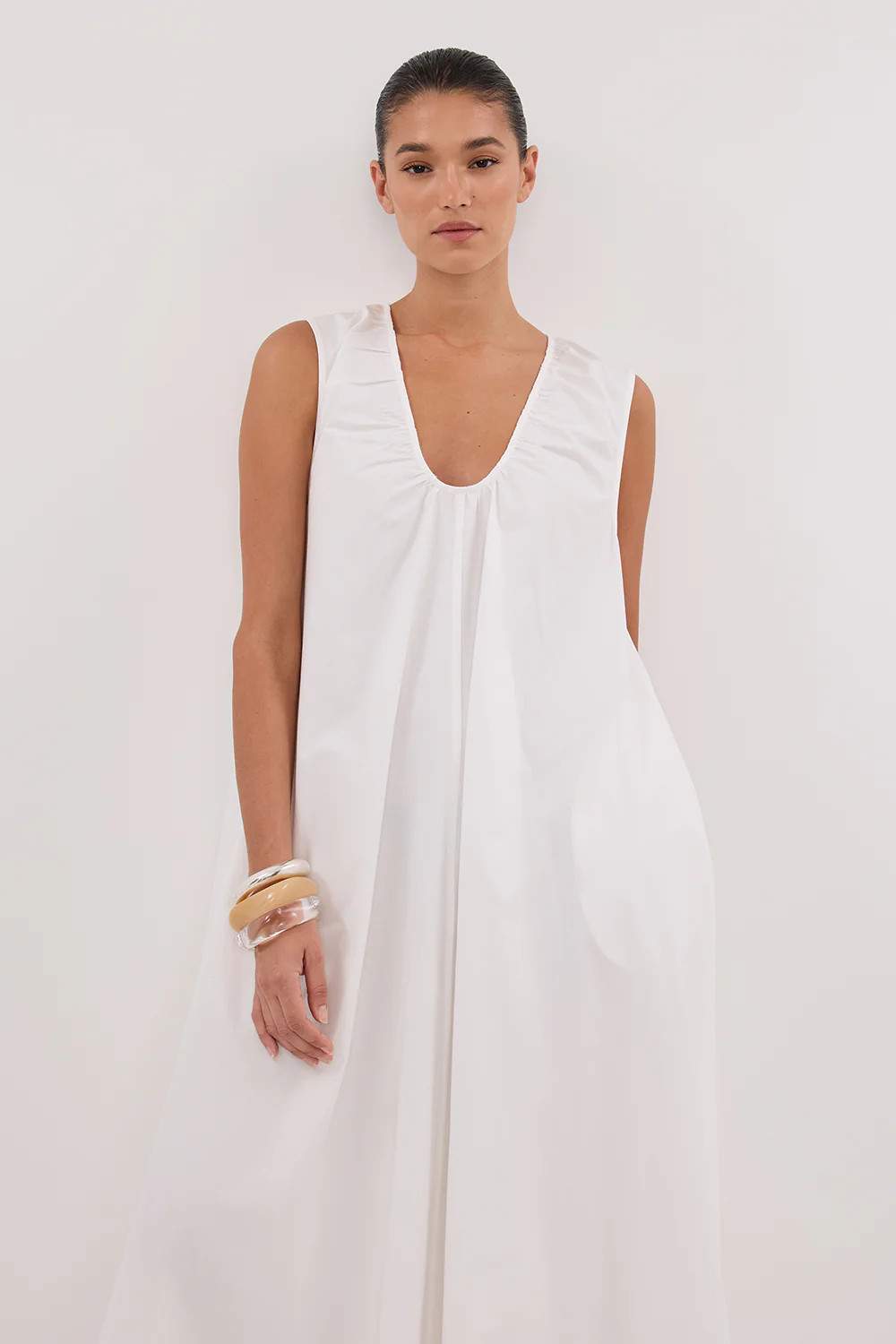 GABBY WHITE OVERSIZED COTTON MIDI DRESS | DISSH
