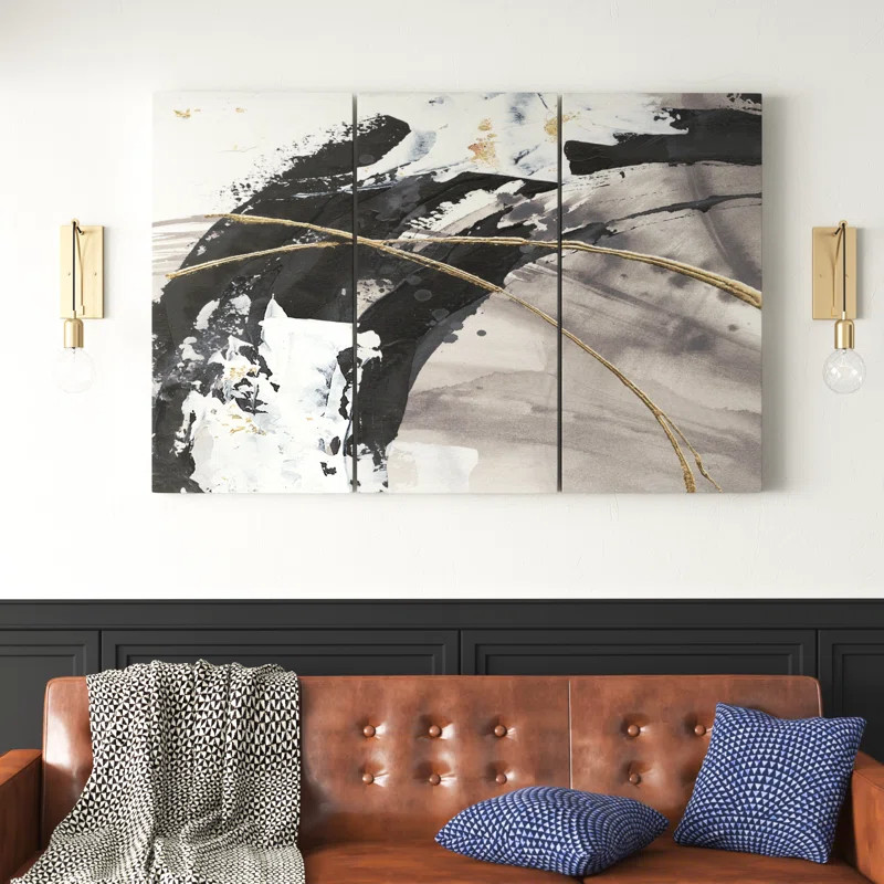 Glam Painted Arcs I On Canvas 3 Pieces Painting | Wayfair North America