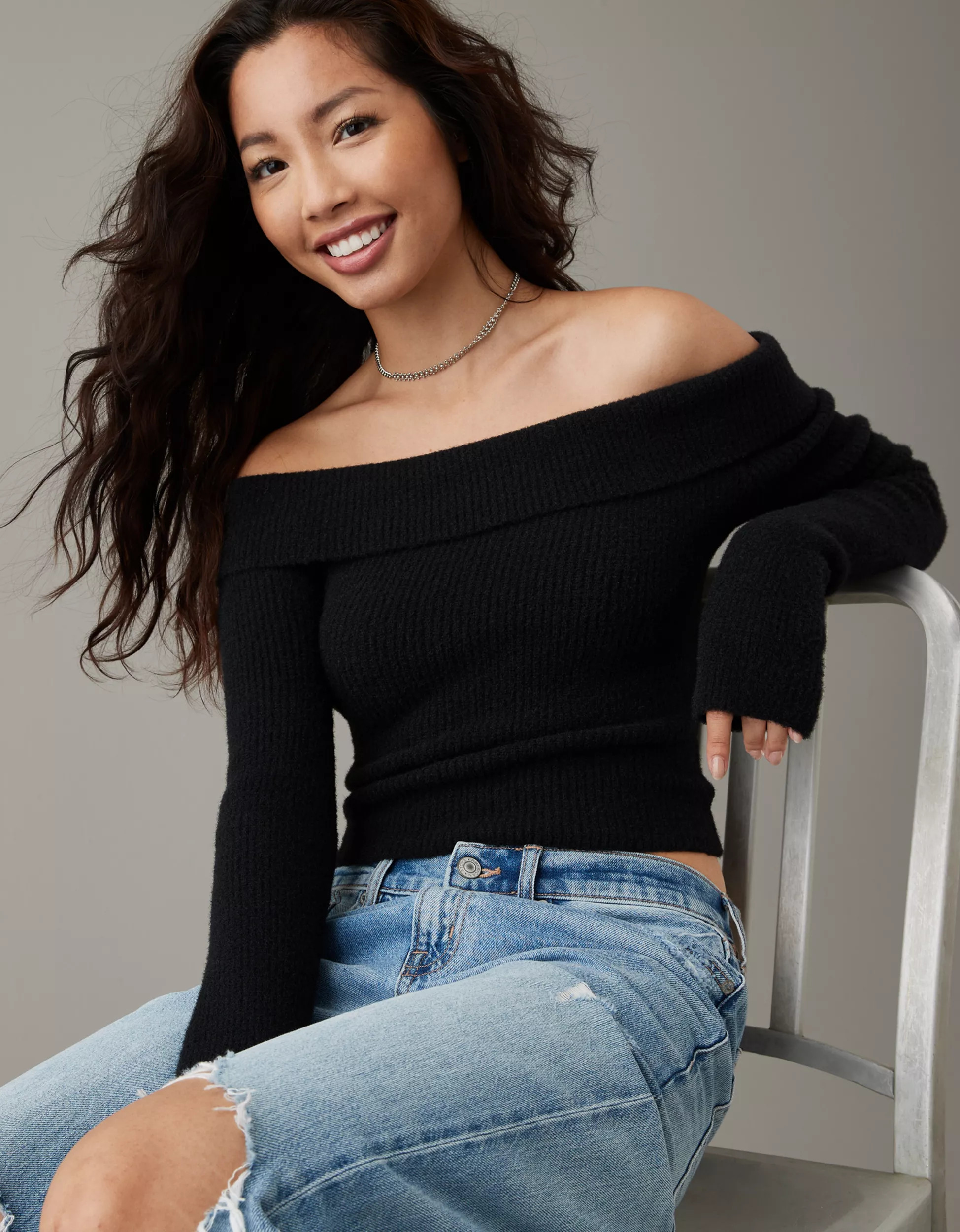 AE Off-the-Shoulder Cropped Sweater | American Eagle Outfitters (US & CA)
