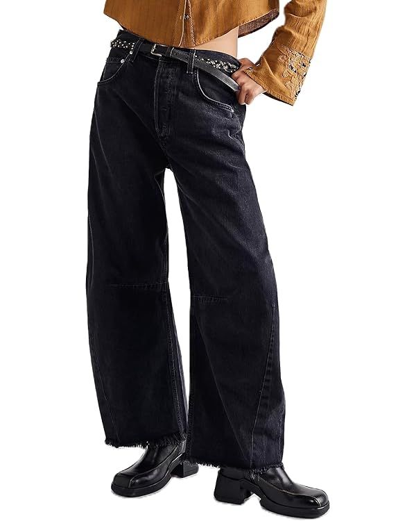 Women Casual Wide Leg Baggy Denim Pants Mid Waist Boyfriend Loose Jeans Y2k Vintage Barrel Jeans ... | Amazon (US)