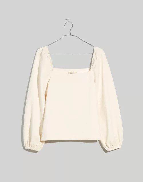 Crepe Square-Neck Puff-Sleeve Top | Madewell