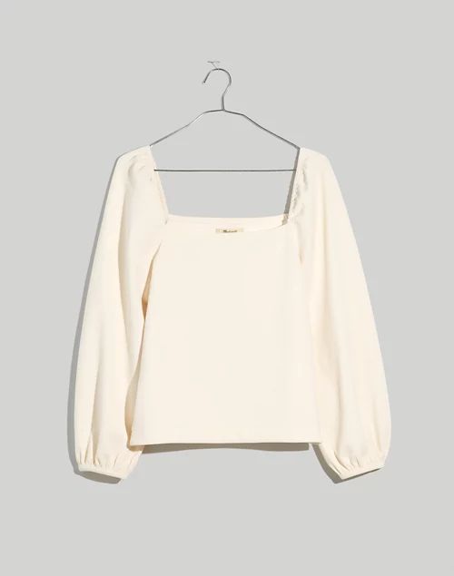 Crepe Square-Neck Puff-Sleeve Top | Madewell