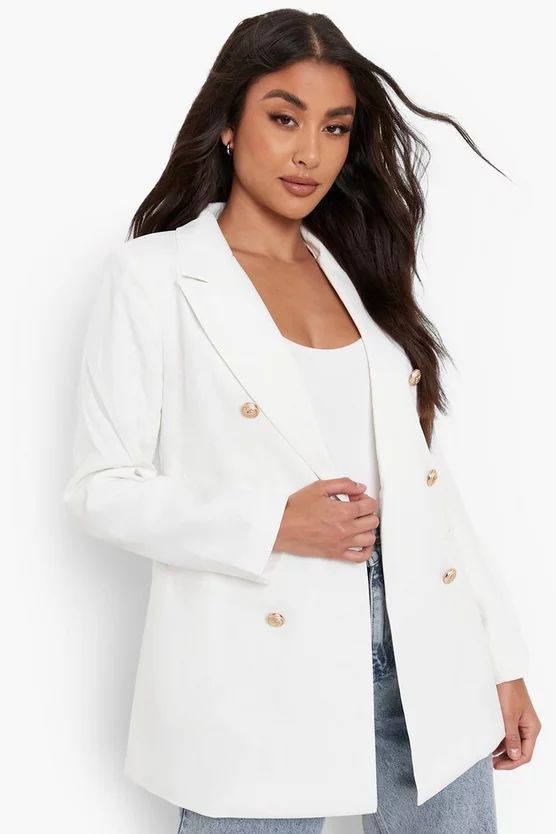 Tailored Gold Button Double Breasted Blazer | Boohoo.com (UK & IE)