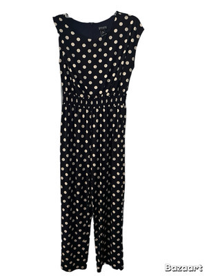 En Focus Studio Women Navy with tan dots Sleeveless Cowl neck Jumpsuit 14 | eBay US