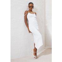 Womens Linen Tie Back Midaxi Dress - White - 16, White | Boohoo.com (UK & IE)