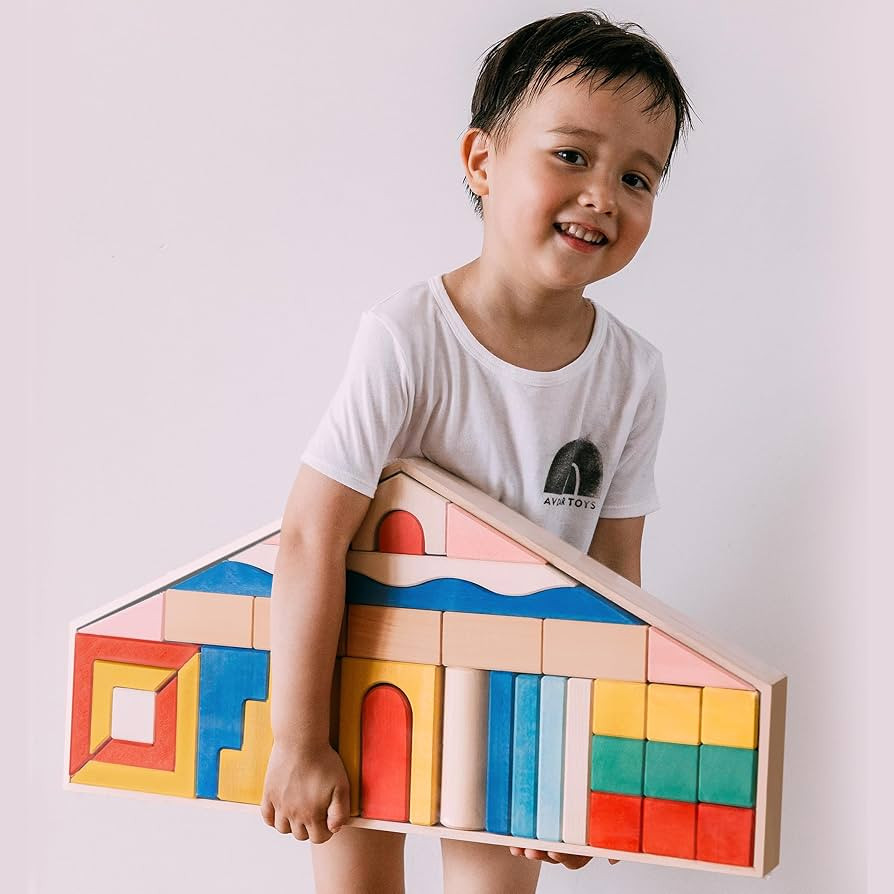 Wooden Building Blocks for Toddlers 2-4 Years, Exclusive Designed Big House Wooden Blocks Ages 1-... | Amazon (US)