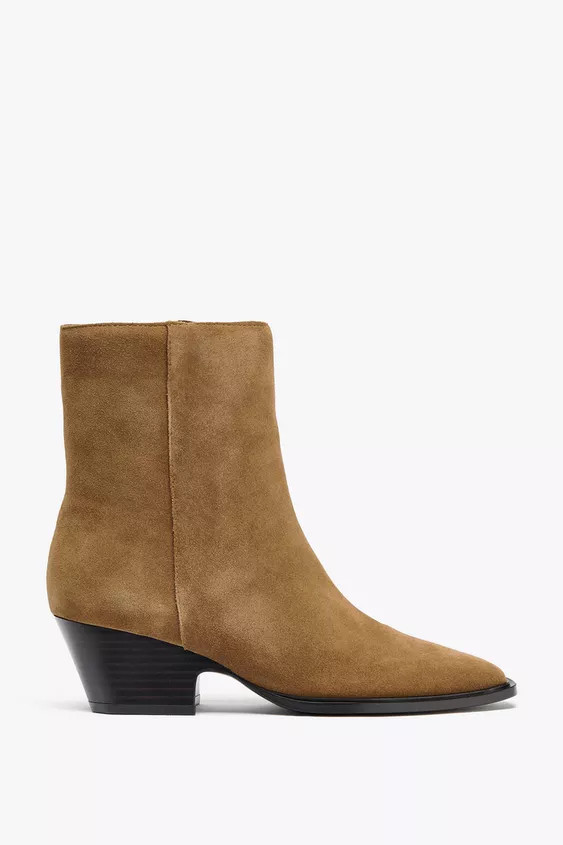 SPLIT LEATHER HEELED ANKLE BOOTS | Zara Canada