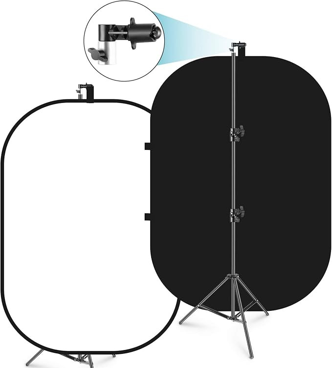 Neewer 5x7ft/1.5x2m Chromakey Foldable Backdrop with Stand 8.5ft/2.6m, 2-in-1 Reversible Black Wh... | Amazon (US)