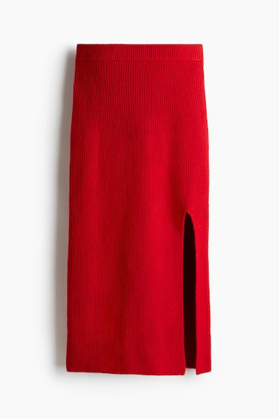 H & M - Rib-knit pencil skirt - Red | H&M (UK, MY, IN, SG, PH, TW, HK)