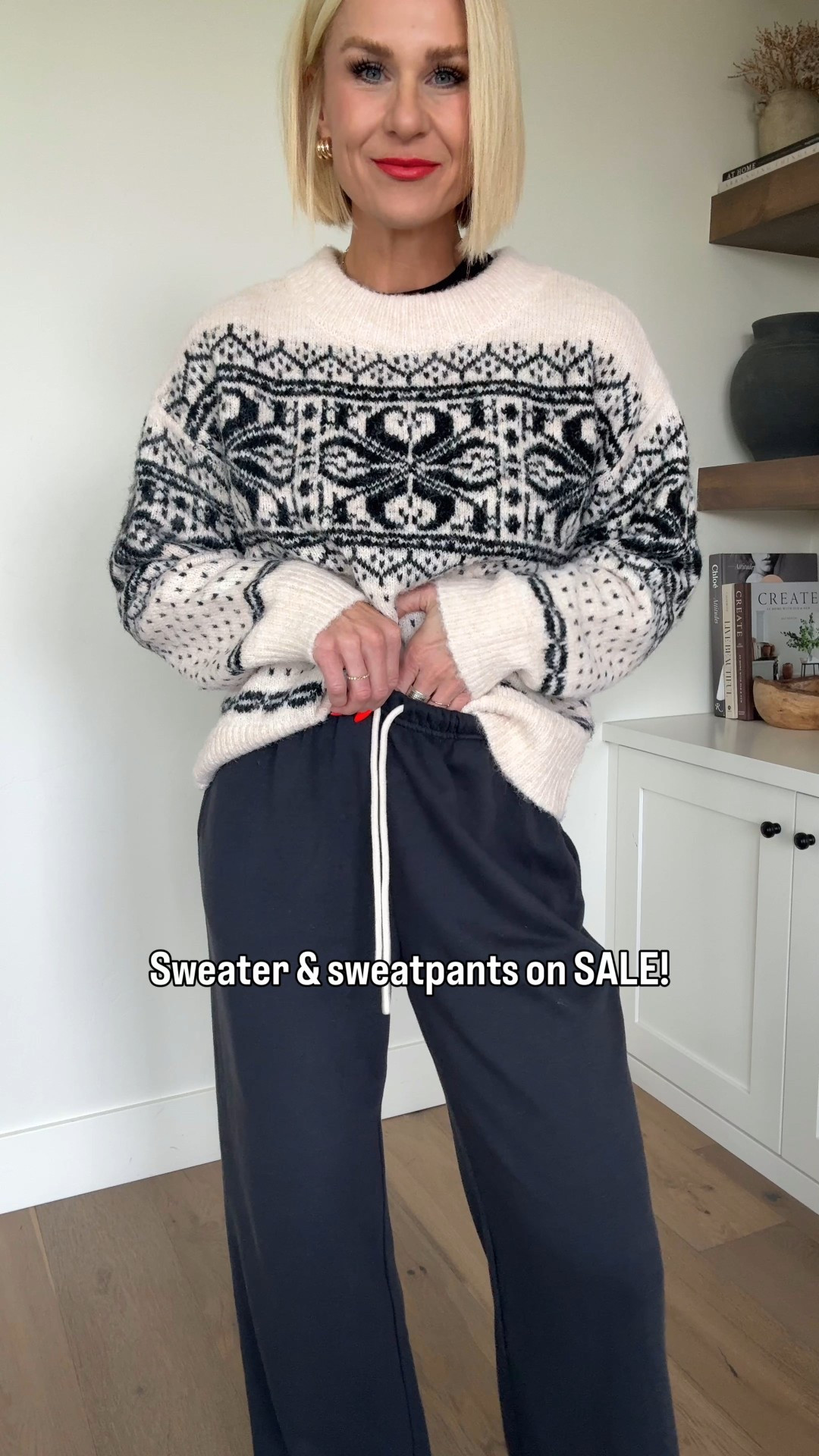 Grab these mix n match winter favorites while they’re on SALE! Love the fair isle style &amp; oversized fit of this sweater, and these wide leg sweatpants are on heavy rotation .

#LTKHoliday #LTKCyberWeek #LTKOver40