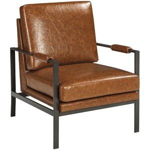 Ashley Peacemaker Faux Leather Accent Chair in Brown | Cymax