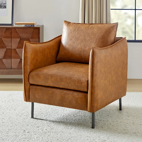 Eamor Leather Armchair with Unique Arms | Wayfair North America
