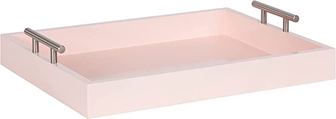 Kate and Laurel Lipton Modern Rectangular Tray, 16 x 12.25, Pink and Silver, Decorative Accent Tr... | Amazon (US)