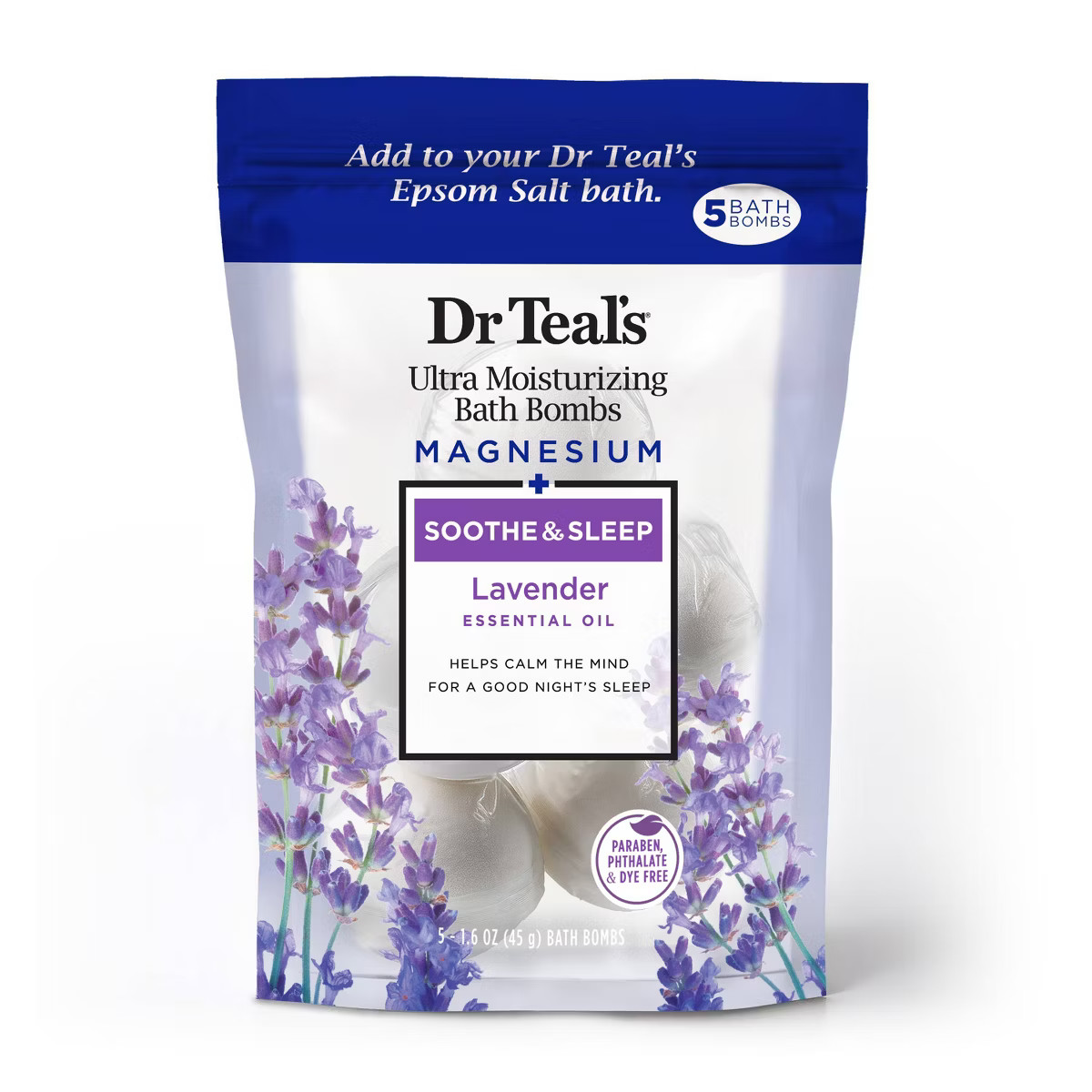 Dr Teal's Soothing Lavender Ultra Moisturizing Bath Bomb - 5ct | Target