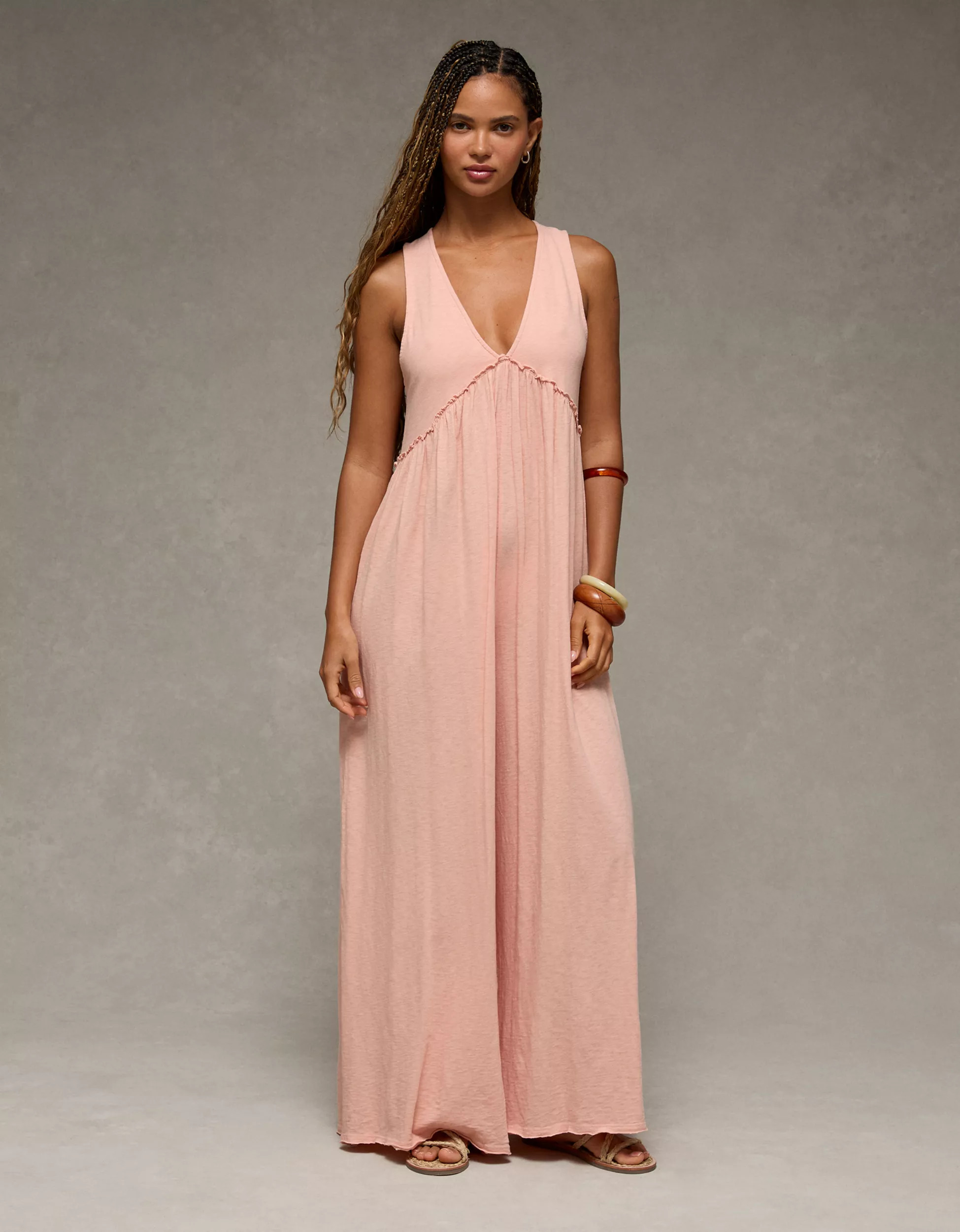 AE Sunchaser Knit V-Neck Jumpsuit | American Eagle Outfitters (US & CA)