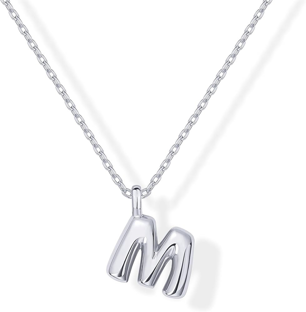 PAVOI 14K Gold Plated Dainty Chunky Bubble Initial Letter Pendant Necklace for Women | Alphabet L... | Amazon (US)