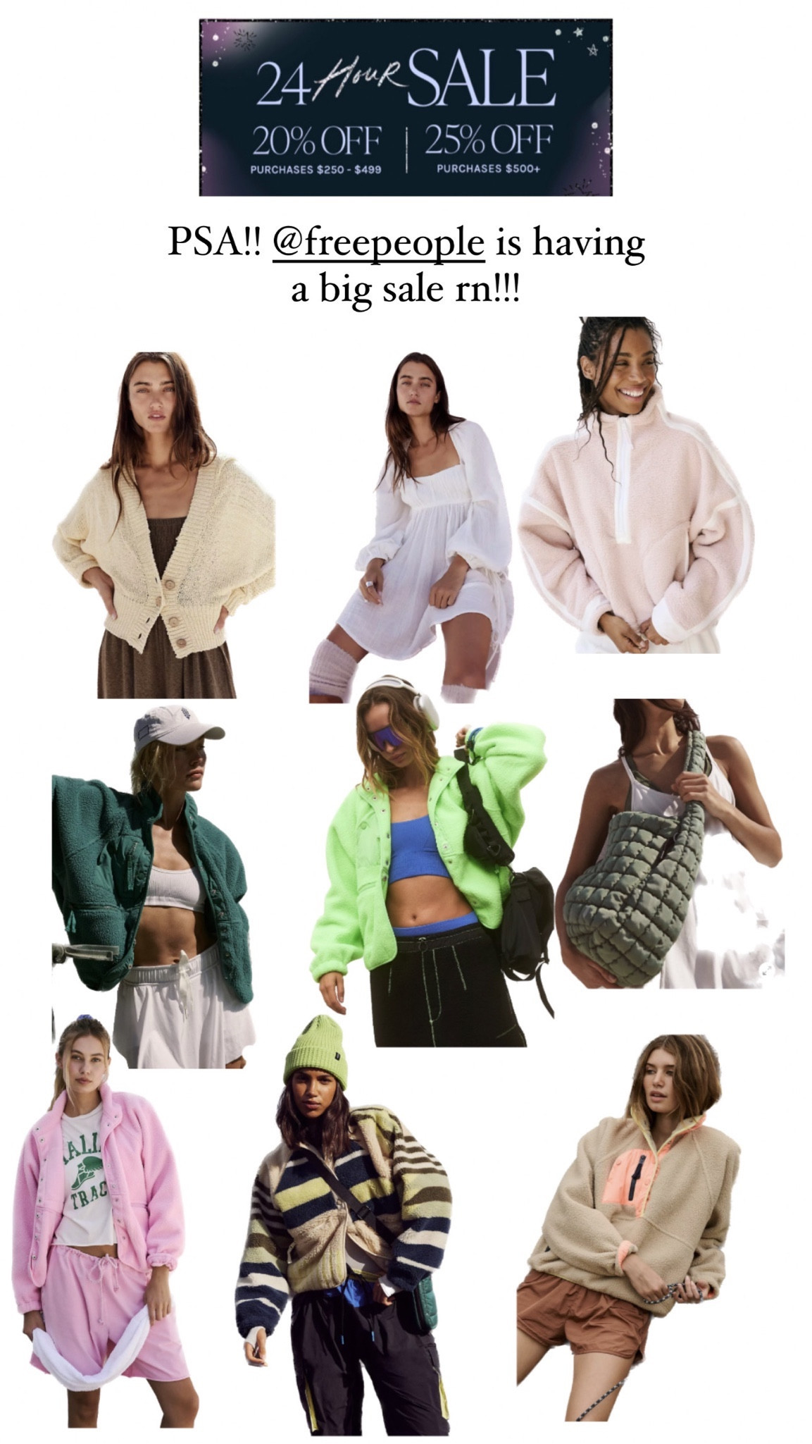 Free people 24 hour sale!!! Run to shop all the good deals for holiday gifts for your friends or yourself!!

#LTKHoliday #LTKGiftGuide #LTKCyberWeek