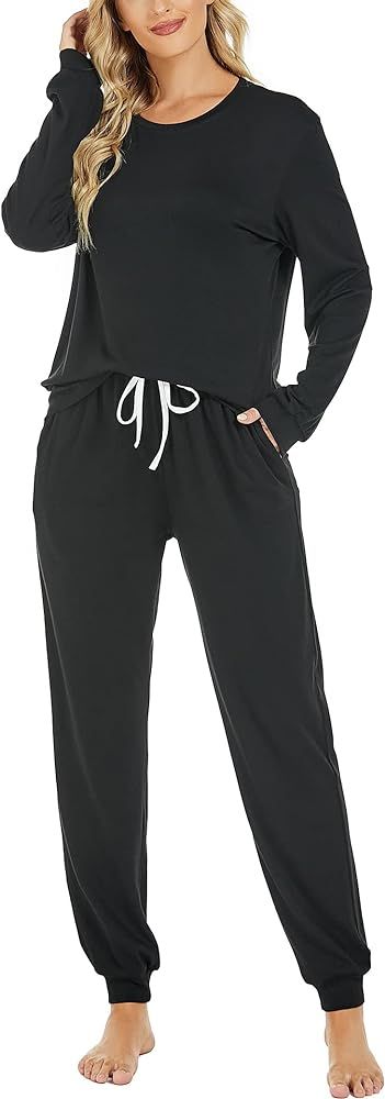 LOCUBE Women's Pajama Sets Lounge Wear Set Long-Sleeved Sweatsuit with Pockets | Amazon (US)