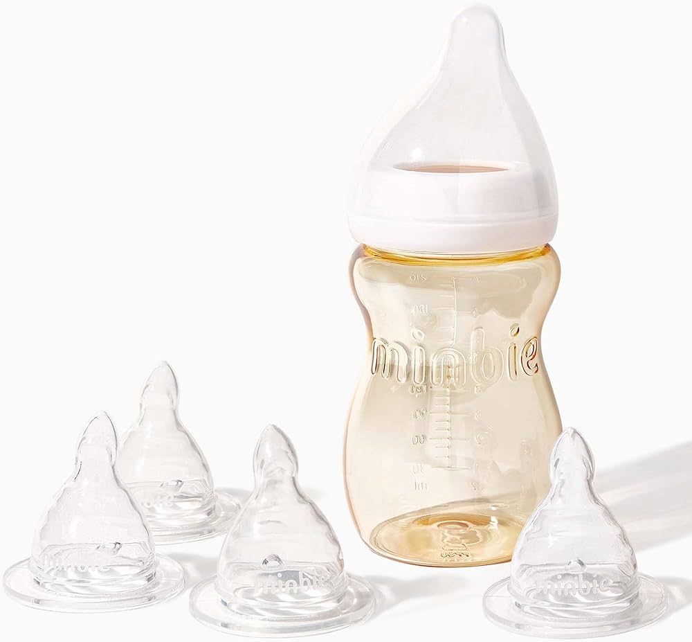 Minbie Newborn Breastfeeding Baby Bottle Bundle - Anti Colic & Reflux, BPA Free PPSU | Amazon (US)