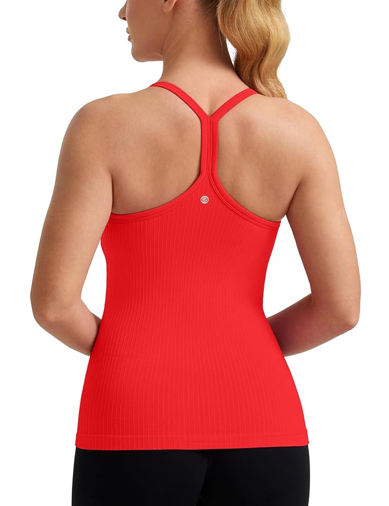 CRZ YOGA Seamless Workout Tank Tops for Women Racerback Athletic Camisole Sports Shirts with Buil... | Amazon (US)