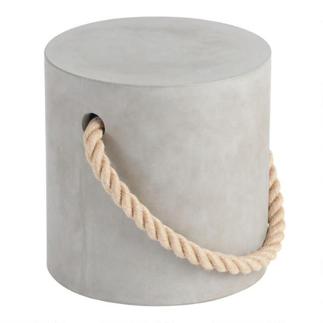 Cement And Rope Harlow Outdoor Accent Stool | World Market