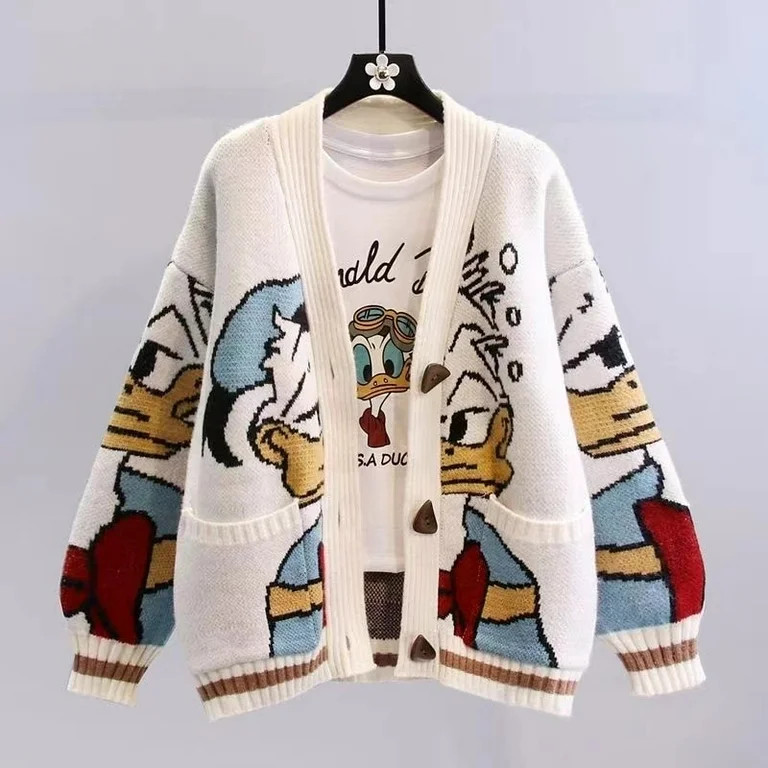 LOVE DOCK Donald Duck Long Sleeve Autumn Winter Cardigan Jumper Tops Turtleneck Pullovers Casual ... | Walmart (US)