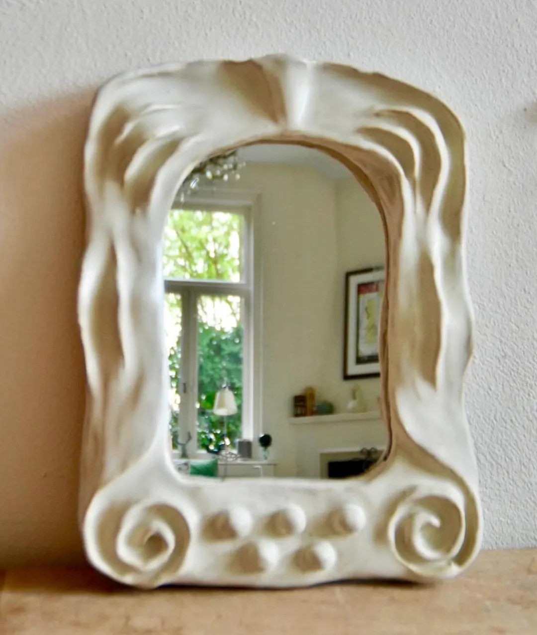 Handmade Ceramic Wall Mirror: Italian-Inspired Sculptural Art Piece, Unique Romantic Design, One ... | Etsy (US)