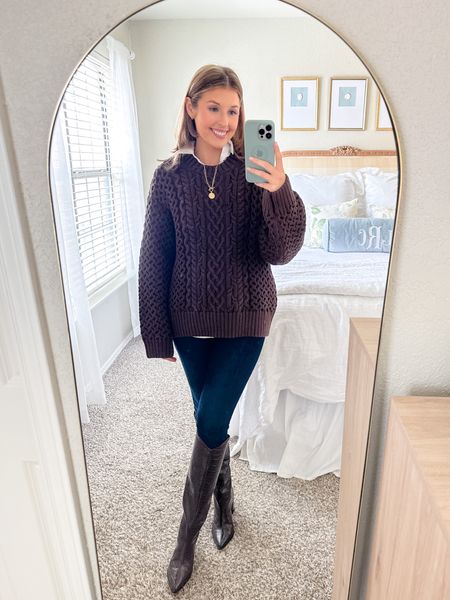 Fall / winter outfit idea! Wearing a size S in sweater. Jeans are old! Linked similar :)

Fall outfit // fall vacation outfit // 

#LTKSeasonal #LTKstyletip