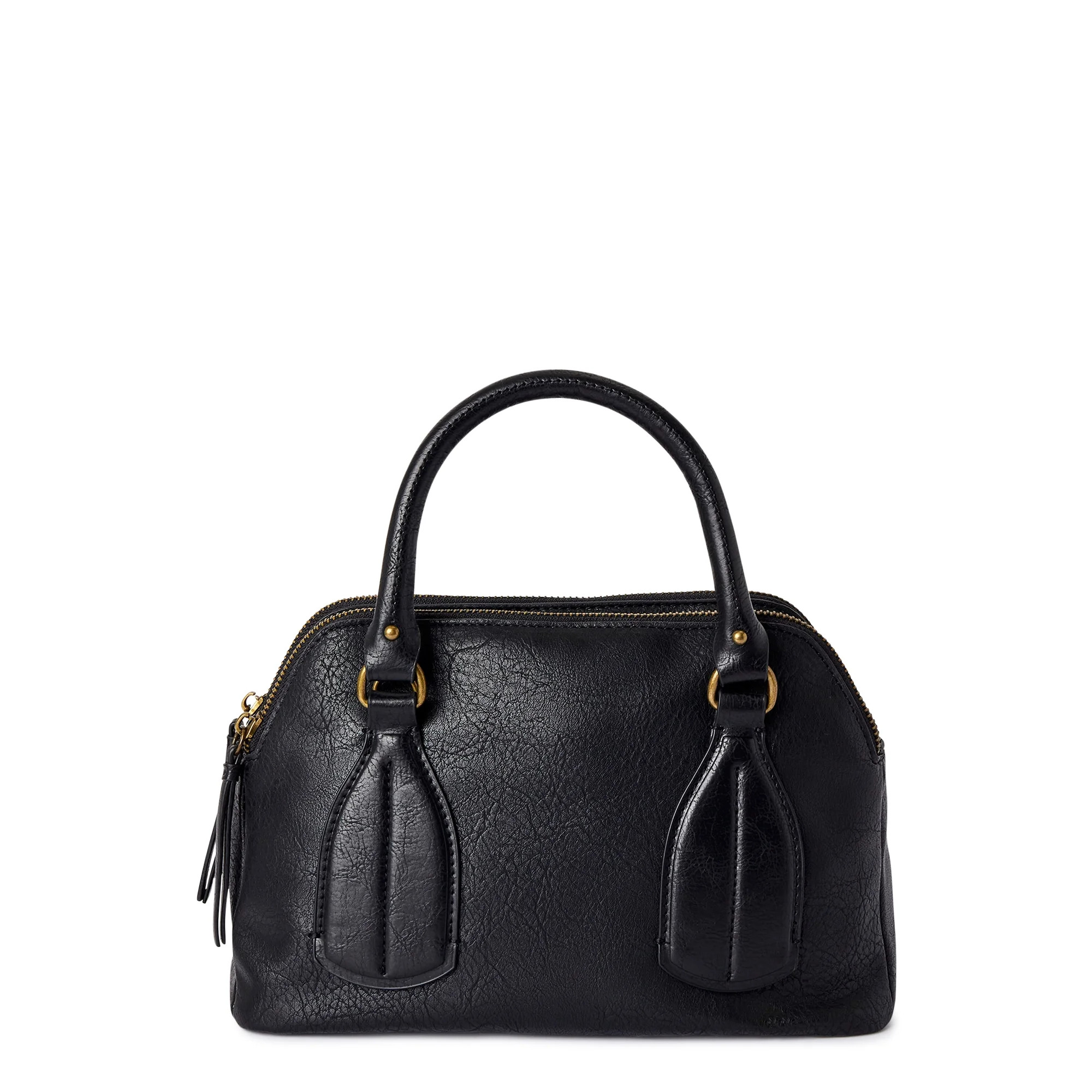 Time and Tru Women’s Palms Satchel Handbag Black | Walmart (US)