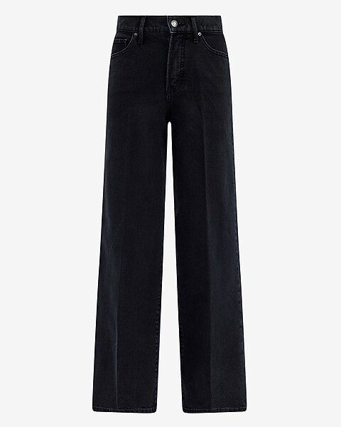 High Waisted Black Wide Leg Jeans | Express