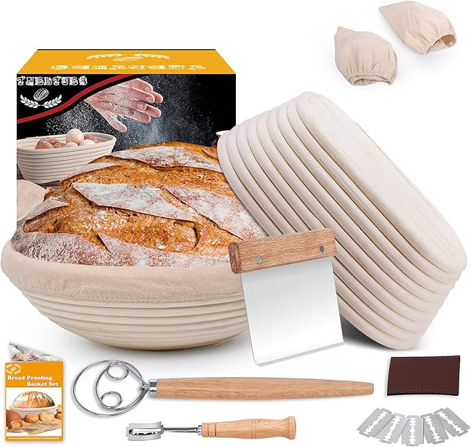 Bread Banneton Proofing Basket Set, 10 Inch Round & 9.6 Inch Oval Bread Proofing Basket Natural R... | Amazon (US)