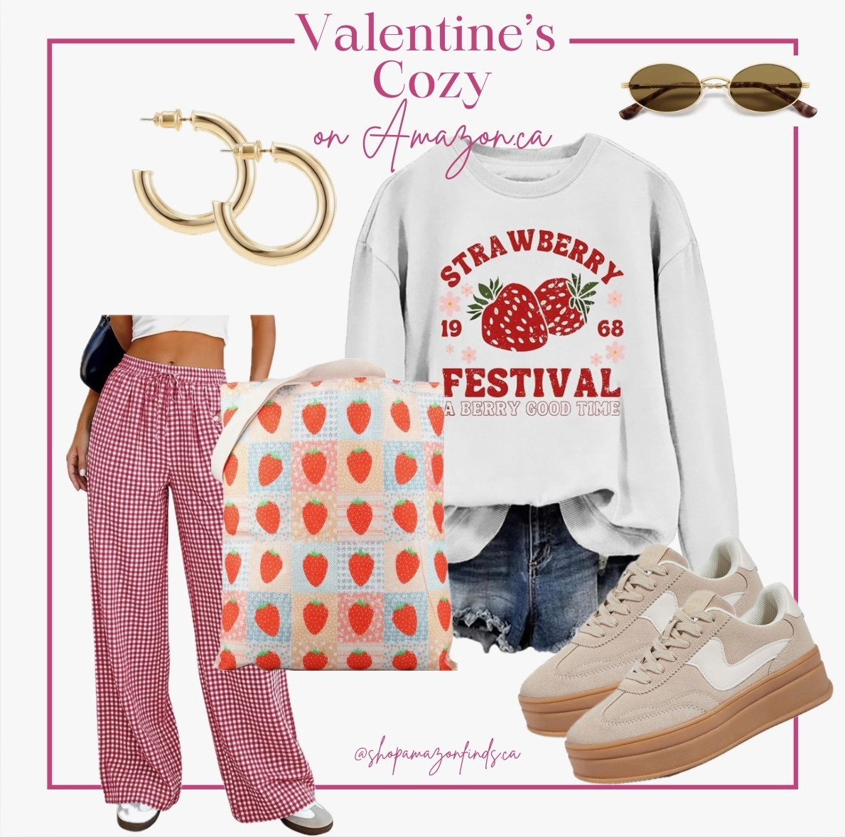 Valentine’s cozy from Amazon.ca!
#valentines #strawberry #styletip #ginghampants

#LTKwinter #LTKsummer #LTKcanada