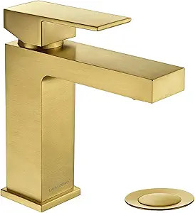 Brushed Gold Bathroom Faucet Single Hole, Lava Odoro Modern Brushed Brass Bathroom Sink Faucet Si... | Amazon (US)
